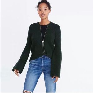 Madewell Bell Sleeve Sweater in Dark Emerald Green